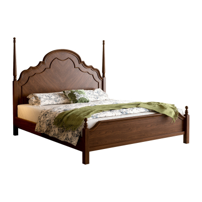 法式复古红橡木1.8米安娜实木床