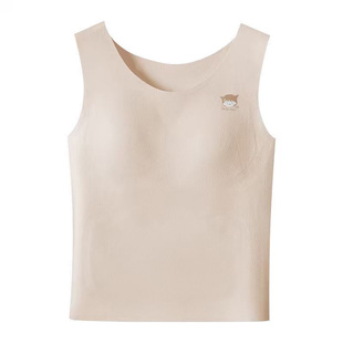 少女保暖背心内穿马甲青少年圆领卡通小初中生女童大童内搭打底款