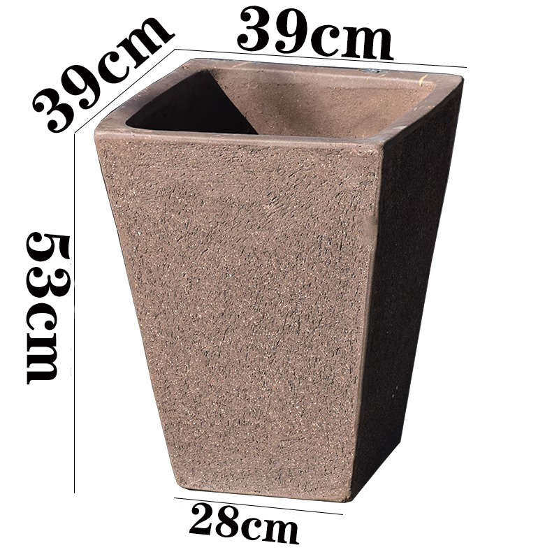 简约紫砂粗陶四方花盆庭院花园阳台特大口径种树盆透气养根陶瓷盆