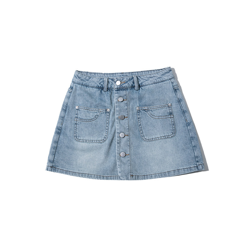 夏季高腰牛仔A字短裙显瘦百搭女
