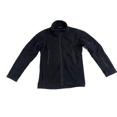 春秋男户外战术抓绒衣保暖摇粒绒开衫冲锋衣内胆弹力修身外套黑色