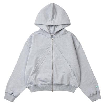 女士秋季做旧宽松连帽拉链卫衣