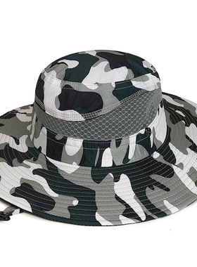 春夏季大檐遮阳帽子女防风绳户外登山薄款防晒太阳帽透气渔夫帽男