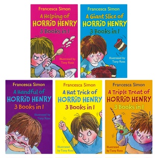 英文原版 Horrid Henry Chapter Book Collection 淘气包捣蛋鬼亨利 三合一趣味章节书5册套装 乐天性格培养 英语读物