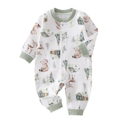 贝贝怡婴儿纯棉连体衣四季新生儿衣服春秋季男女宝宝长袖爬服哈衣