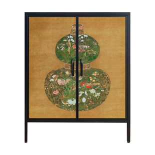 宋代美学斗柜客厅靠墙卧室储物柜钢制铁皮中古风鞋柜家用门口玄关