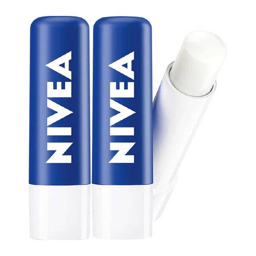 妮维雅润唇膏保湿滋润防干裂淡化唇纹护唇膏打底无色男女唇霜2支