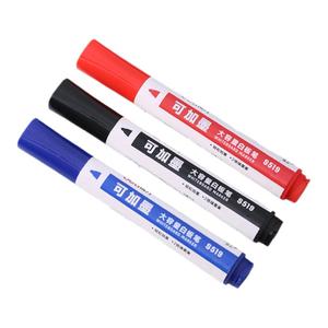 得力可换墨芯白板笔易擦大容量办公墨水白板展示笔可加墨囊白板笔红蓝黑色画板水性可擦笔可添加墨水写字板笔