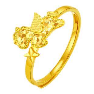 周大生黄金戒指女足金小飞马手饰指环马年生肖本命年礼物官方正品