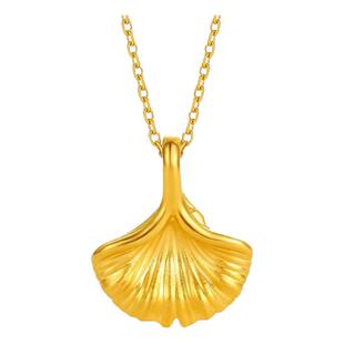 2025新款古法黄金色银杏叶项链女高级感轻奢小众设计锁骨链送女友