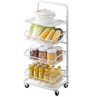 懒角落小推车置物架落地收纳架可移动分层厨房家用零食果蔬菜篮子