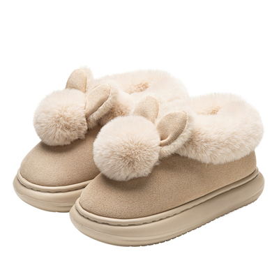 厚底保暖包跟居家冬季毛毛拖鞋