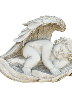 欧式风复古做旧树脂翅膀别墅摆件