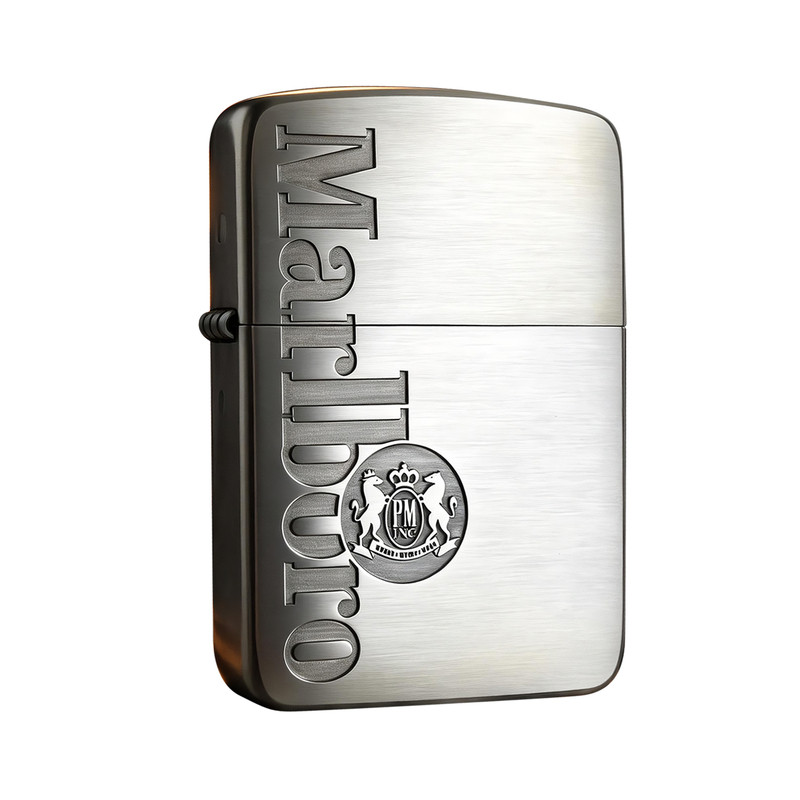 Zippo1941熏银拉丝双狮万宝路