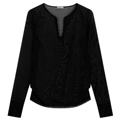 OPENYY网眼/钩针亨利长袖衫