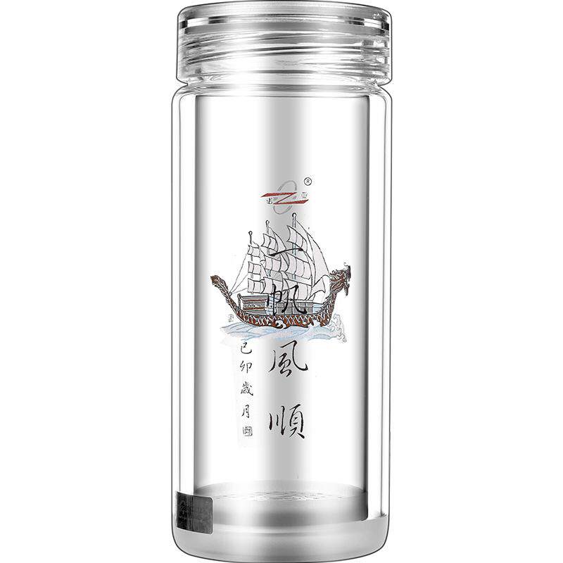 诺亚经典双层水晶玻璃手工泡茶杯