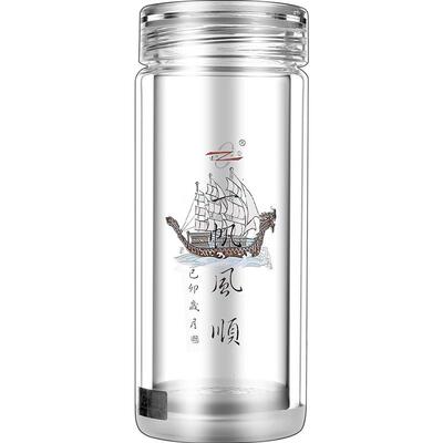 诺亚经典双层水晶玻璃手工泡茶杯