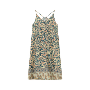 THESOONG/优雅曼妙 100%纯桑蚕丝细腻肤感彩绘吊带连衣裙HWQZ8666