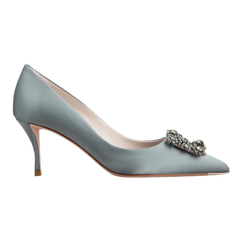 RogerVivier/罗杰维维亚女士高跟鞋缎面水晶搭扣细高跟新款