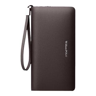 Williampolo钱包男士长款真皮拉链钱夹大容量多卡位牛皮手包卡包