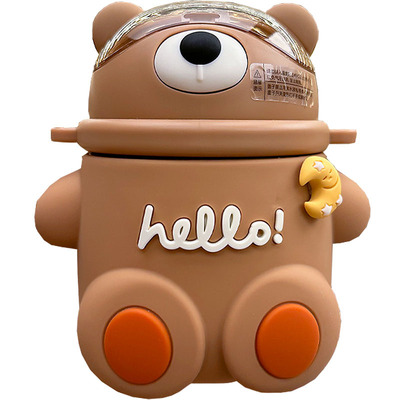 不锈钢可爱卡通保温时长水壶水杯