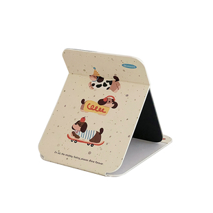 可爱卡通pu皮质折叠化妆镜台式桌面可立梳妆镜女生便携补妆小镜子