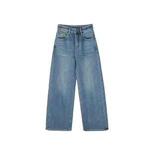 双生版本！~加厚绒直筒牛仔裤女秋冬新款保暖百搭高腰宽松阔腿裤