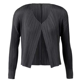三家褶皱开衫时尚上衣短气质名媛修身薄外套女百搭多色春夏通勤