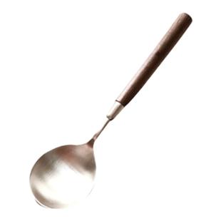 304不锈钢圆勺胡桃木木柄勺西餐勺吃饭勺汤勺汤更实木勺子大勺子