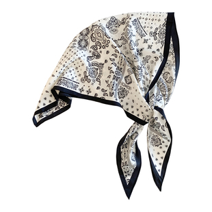 复古腰果花丝巾女夏季氛围感系脖领巾三角巾个性辣妹抹胸叠穿屁帘