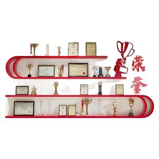 公司企业荣誉墙展示架挂墙小尺寸奖杯证书展示墙定制文化置物层板