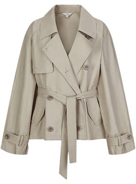MOUSSY 春季新品随性都市风系带短款风衣外套女028ISZ30-0531