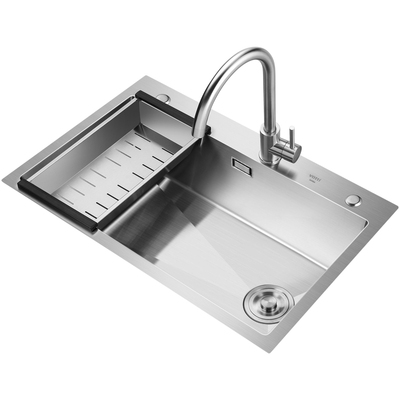 华帝手工不锈钢水槽送角阀沥水篮