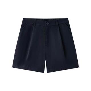森马休闲裤女夏季打褶半松紧腰宽松短裤女生显瘦简约百搭时尚裤子