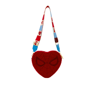 Loungefly漫威蜘蛛侠正版周边爱心形羊羔绒面具造型单肩斜挎包女