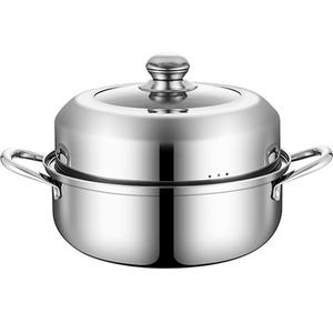 拜格汤锅蒸锅一体加厚不锈钢双层笼屉家用小型蒸馒头电磁炉煤气灶