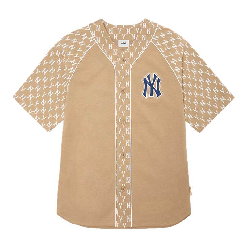MLB休闲老花拼接棒球服短袖外套