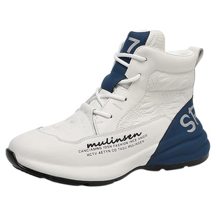 男生新款防滑内增高潮鞋休闲皮鞋透气高帮鞋休闲男鞋百搭鞋子男款