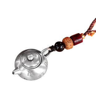 足银999百福把把壶打麻将手把件挂坠纯银汽车钥匙扣手机挂件礼物