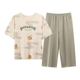 2026年夏季新款纯棉睡衣女款全棉薄款短袖七分裤可外穿家居服套装