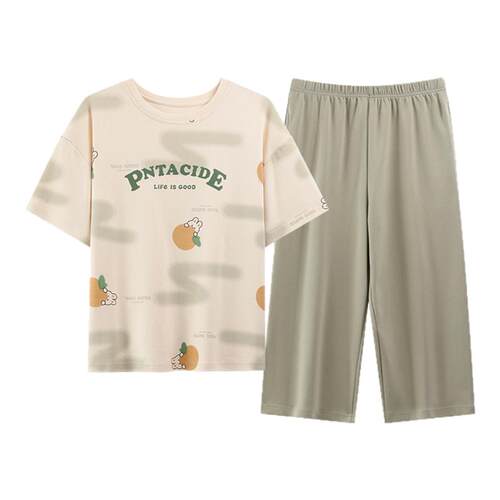 2026年夏季新款纯棉睡衣女款全棉薄款短袖七分裤可外穿家居服套装