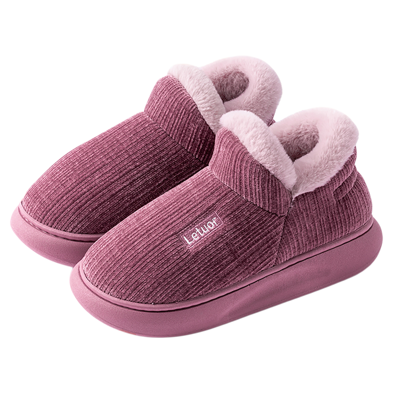 乐拖厚底保暖棉鞋女秋冬季室内居家棉拖鞋男包跟外穿防滑加绒毛毛