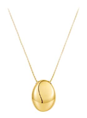 JILIFANG欧美简约高级感复古光面椭圆蛋形镀金银色长款毛衣链项链