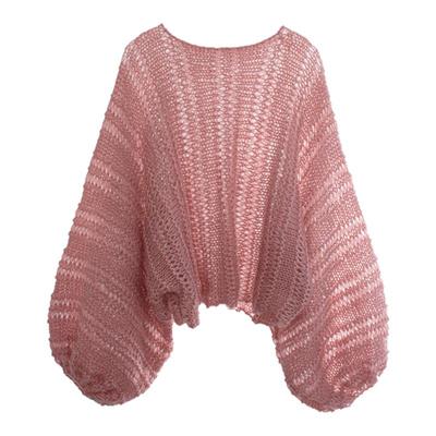 原隐马海毛套头手织粗棒针毛衣