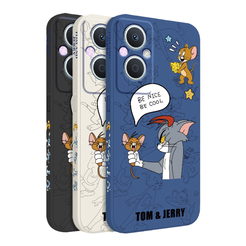 OPPO A96手机壳oppoa96新款防摔猫和老鼠男生液态硅胶软壳高级感全包镜头超薄0pp0保护套a96个性PFUM10网红女