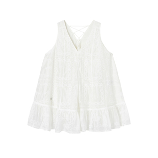 SOMESOWE 刺绣荷叶边背心连衣裙