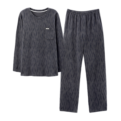 男士大码宽松长袖睡衣套装家居服