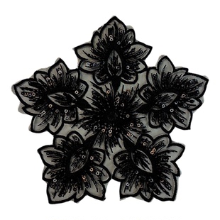 法式珠绣布贴手缝绣花片黑色仙女肩饰带亮片婚纱礼服女装花边辅料