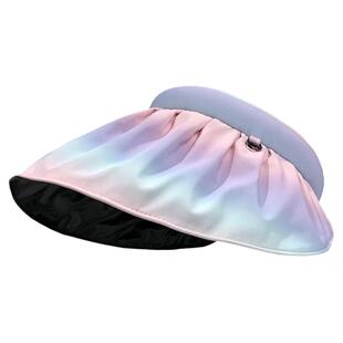日本uv防晒帽女防紫外线遮阳帽子夏季遮脸太阳帽渐变色空顶贝壳帽