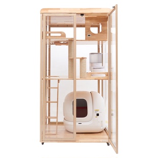 全景玻璃猫别墅全透明实木不占地猫窝猫屋家用小户型猫笼窝舍猫柜